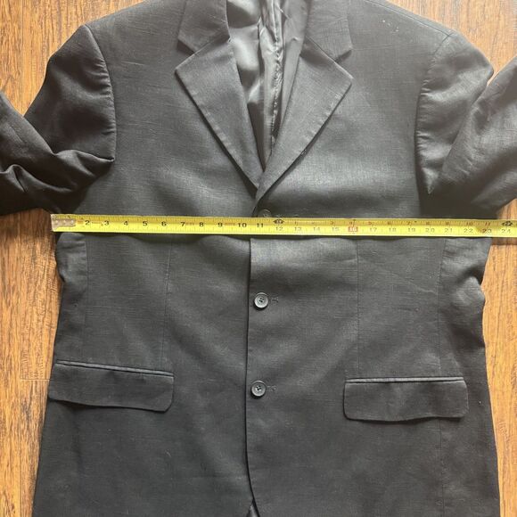 Geoffrey Bean Blazer Jacket Sport Coat Mens 44R Linen Blend Black 3 Button - Picture 8 of 14